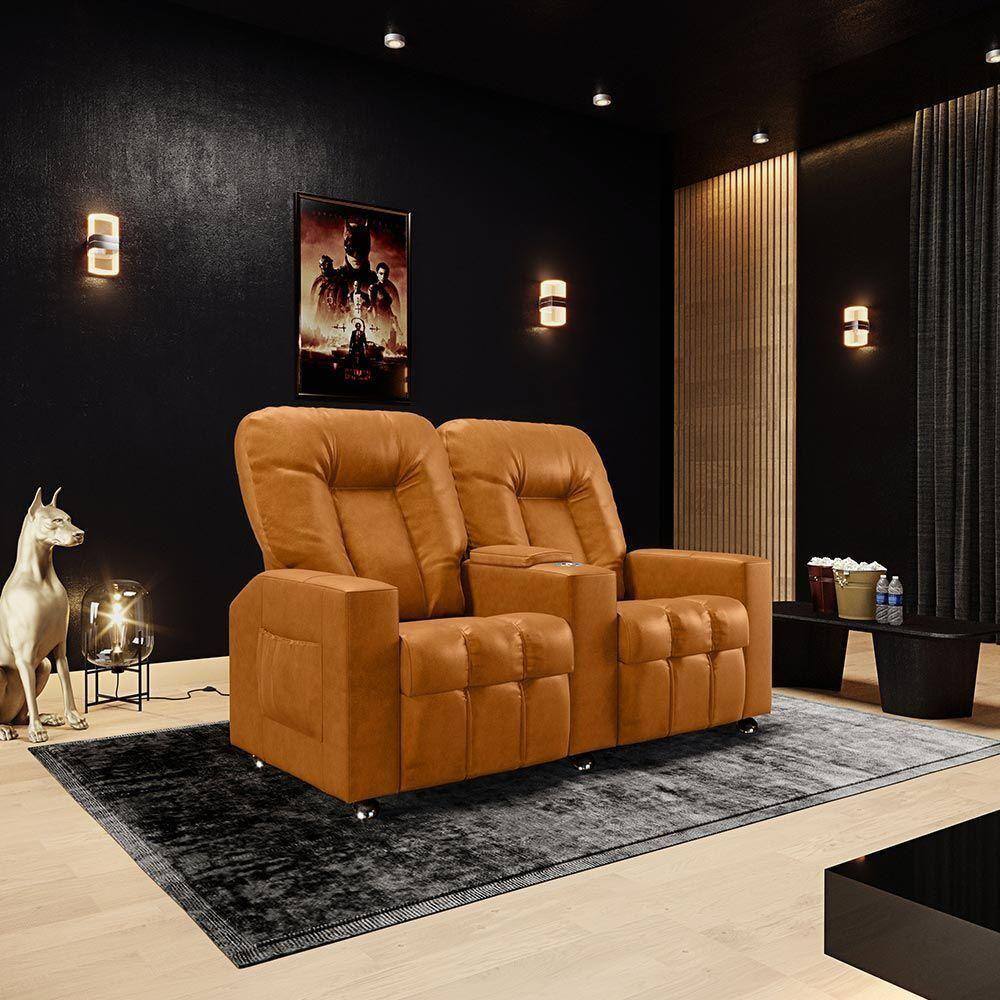 Poltrona Do Papai Reclinável 2 Lugares Sala De Cinema Pequim Manual Pu Whisky G23 - Gran Belo