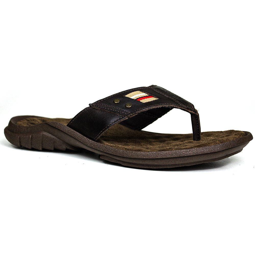 Chinelo Masculino de Couro Marrom 100