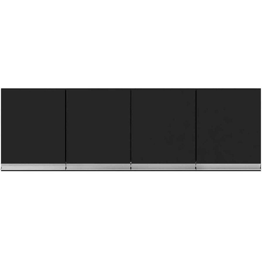 Armário Aéreo Para Cozinha Adriana 4 Portas 160 cm Preto