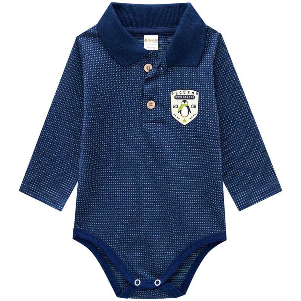 Body Infantil Polo Manga Longa Bordado Masculino Brandili Ref: 54084 P/G