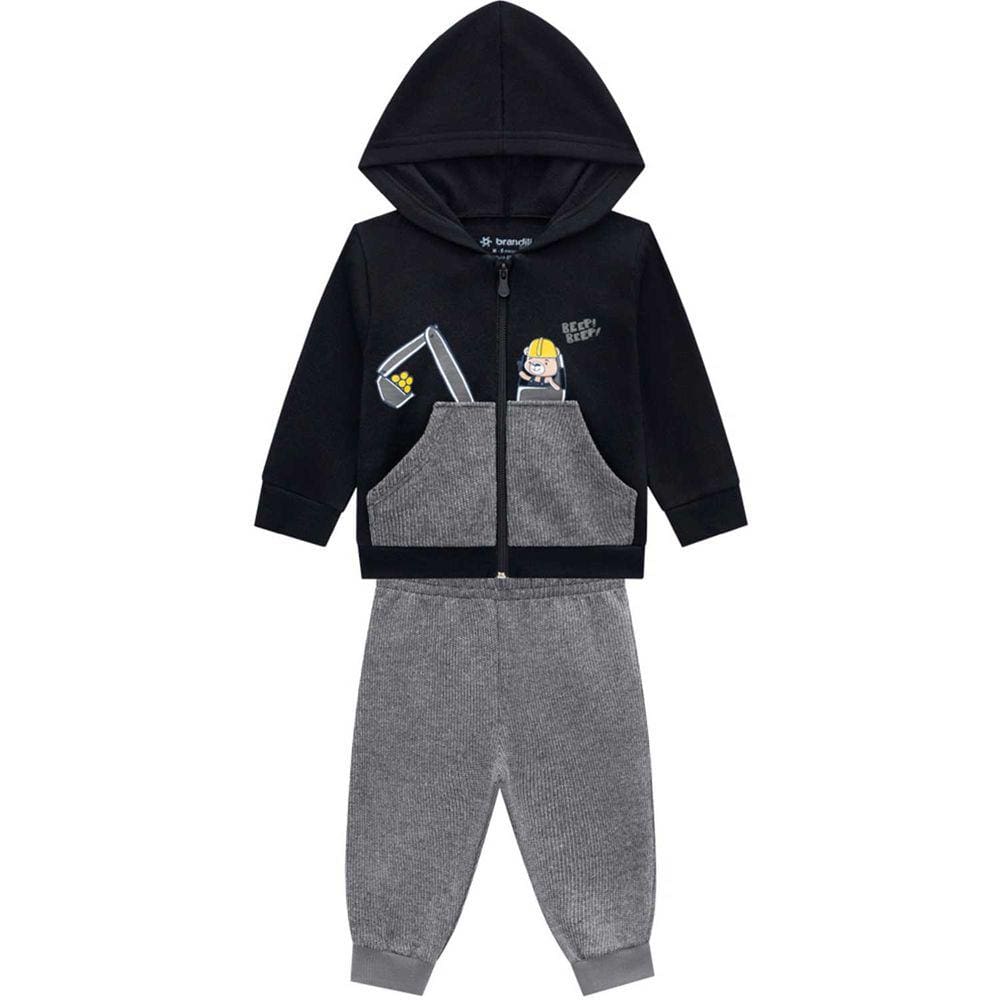 Conjunto Infantil Manga Longa Moletom Masculino Brandili Ref: 54098 P/G