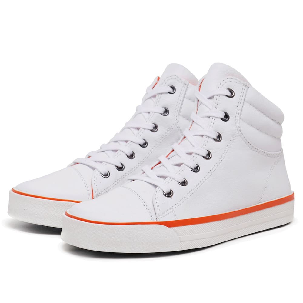 Tênis Casual Cano Alto Couro Branco