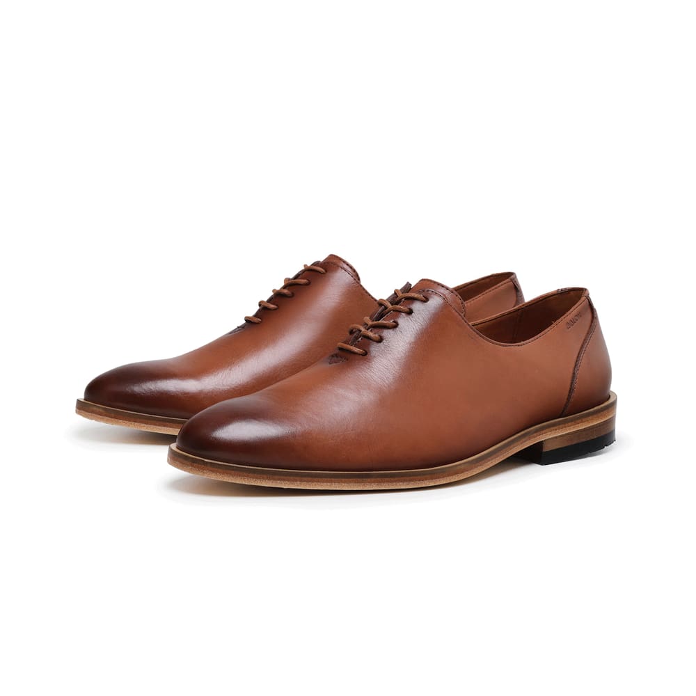 Sapato Social Italiano Whole Cut 100% Couro Norman Caramelo