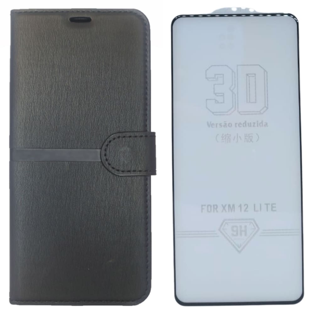 Kit Capa Carteira Compatível com Mi 12 Lite + Película 3D