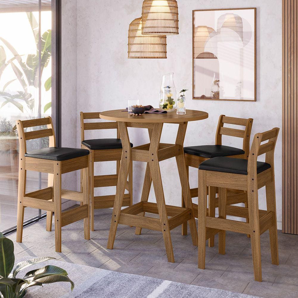 Conjunto Mesa Bistrô com 4 Banquetas Cedro Gold 11C