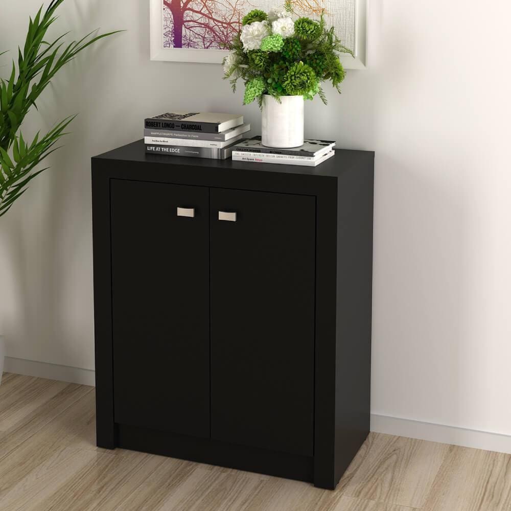 Balcão de Escritório com 2 Portas - Preto