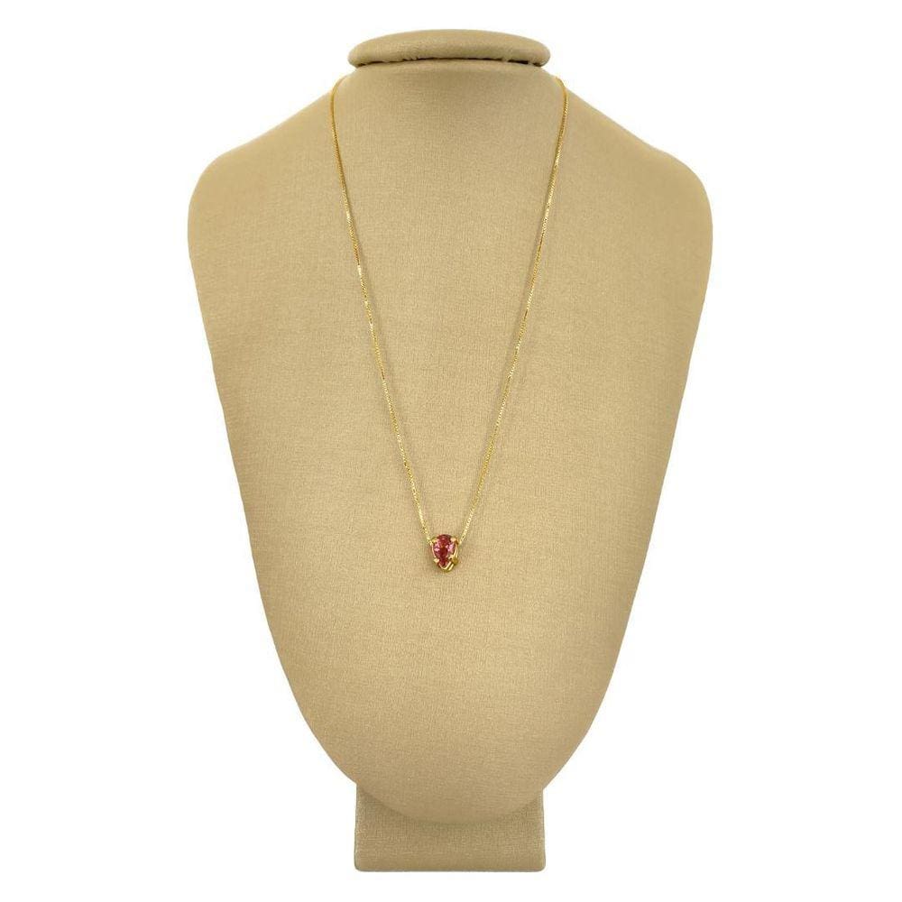 Colar Prata 925 + Ouro Turmalina Rosa - P Vecchio