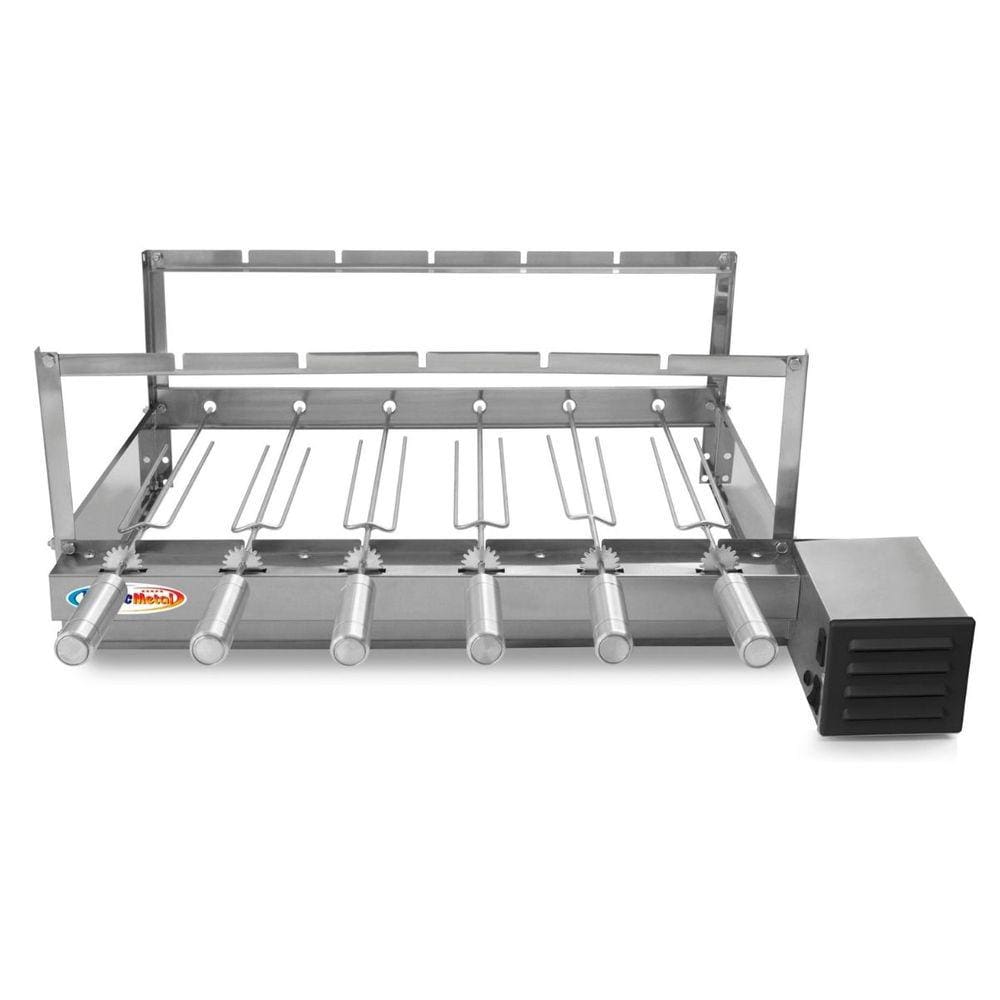 Gira Grill Inox 6 Espetos para Churrasqueira Bivolt Pratic