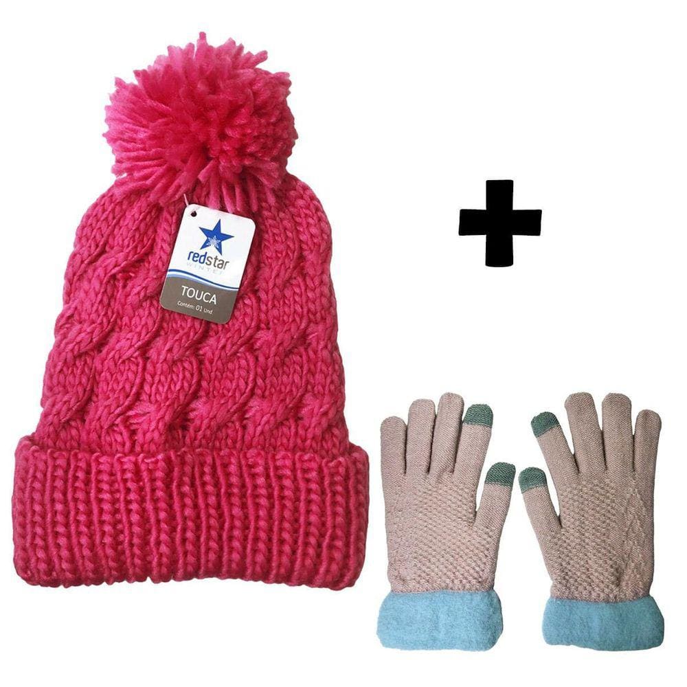 Kit Inverno Feminino Viagem Europa Com Touca Pompom E Luva Touch Screen