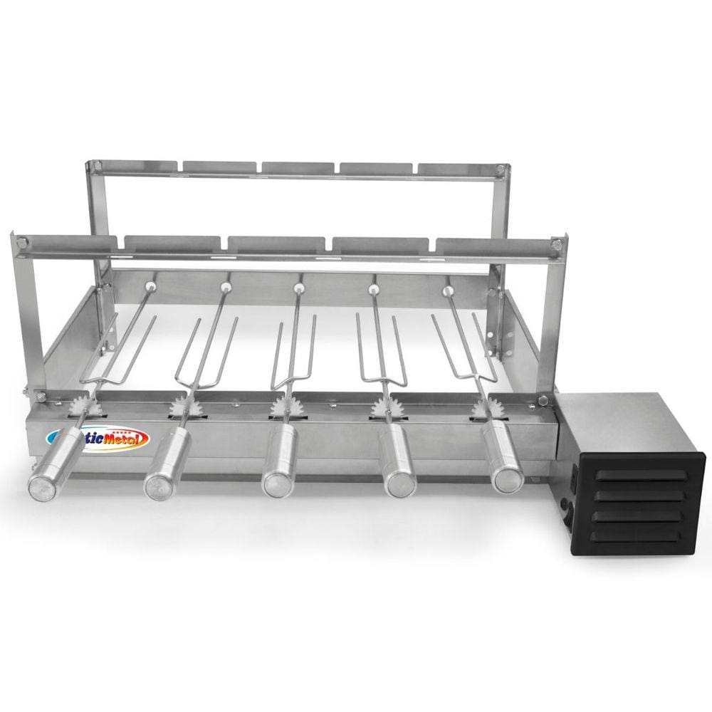 Gira Grill Inox 5 Espetos para Churrasqueira Bivolt Pratic