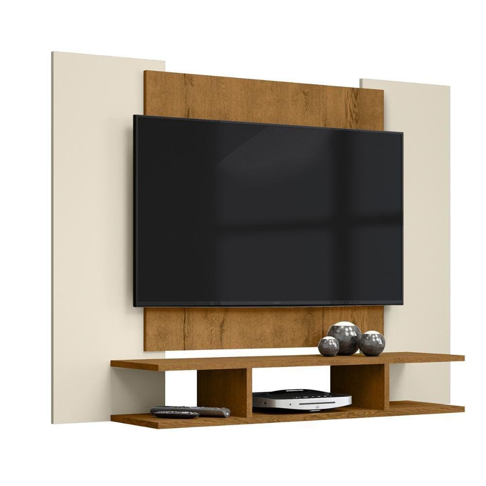Estante Painel EJ Moderno TV 22 32 40 42 47 48 Polegadas Sala Quarto Pequeno – Off White/Freijó – RPM