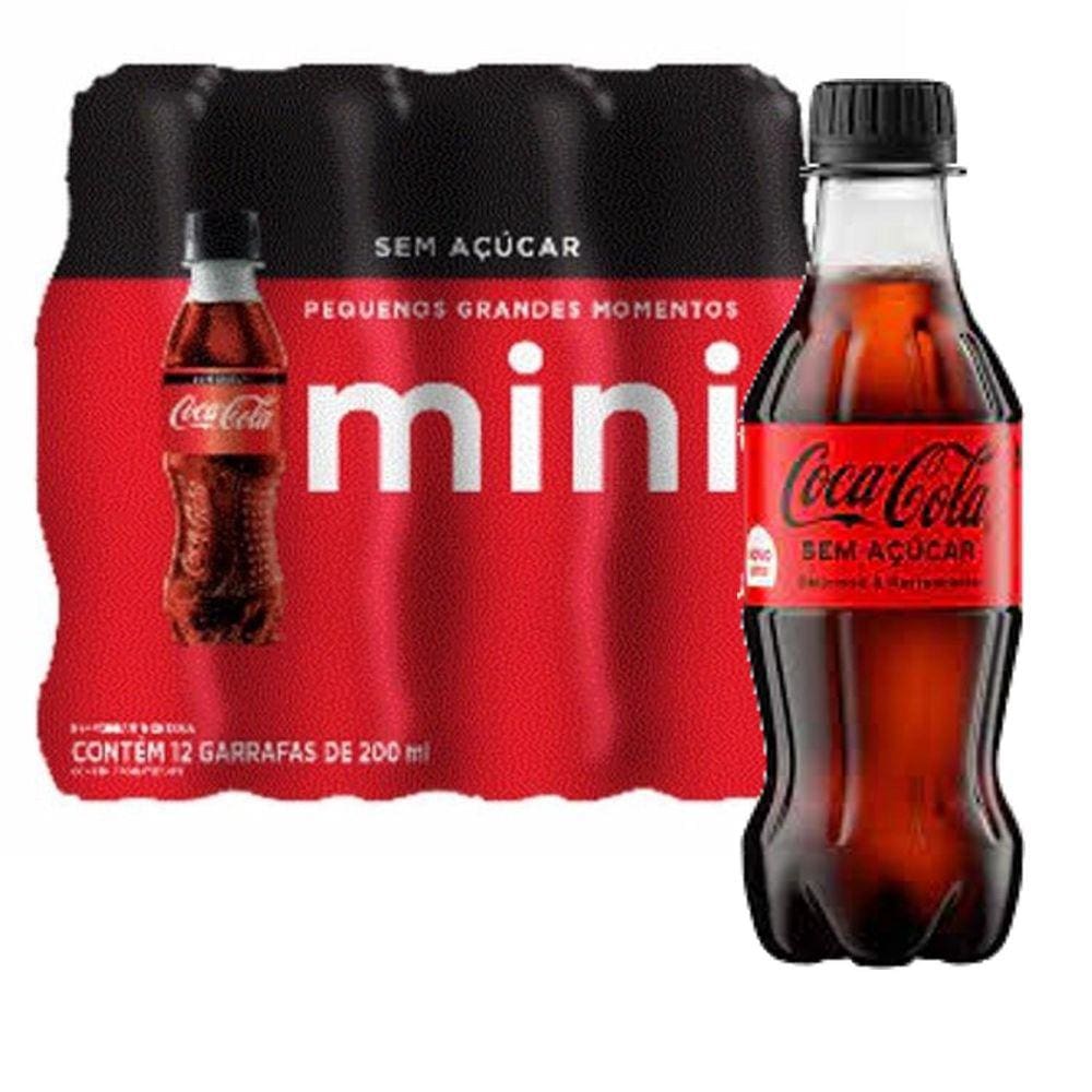 Refrigerante Coca Cola Sem Acucar Pet 200Ml 12 Unidades
