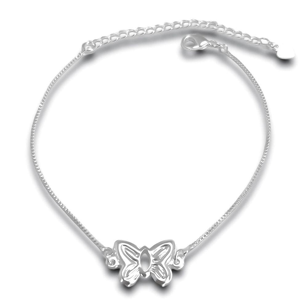 Pulseira Borboleta em Relevo  Banhada a Prata Semijoia