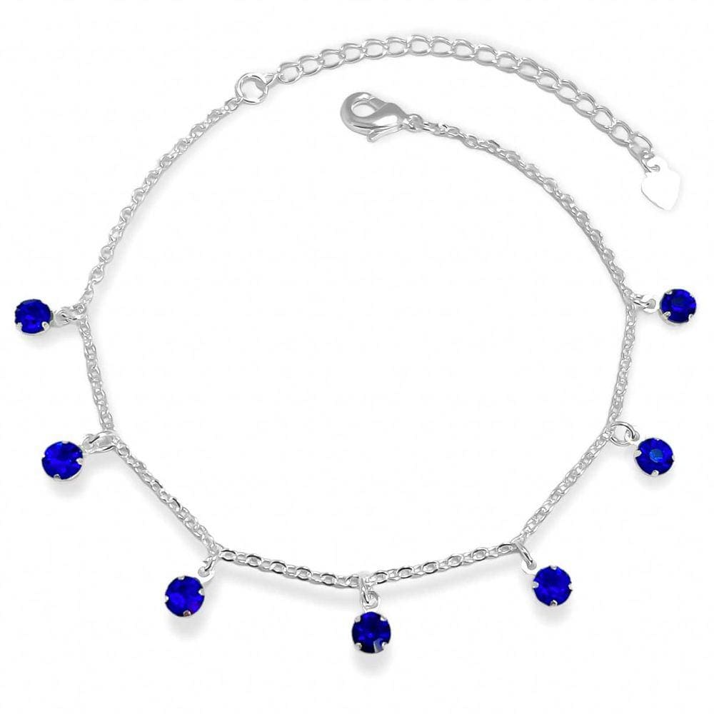 Pulseira Pedra Azul Safira  Banhada a Prata Semijoia