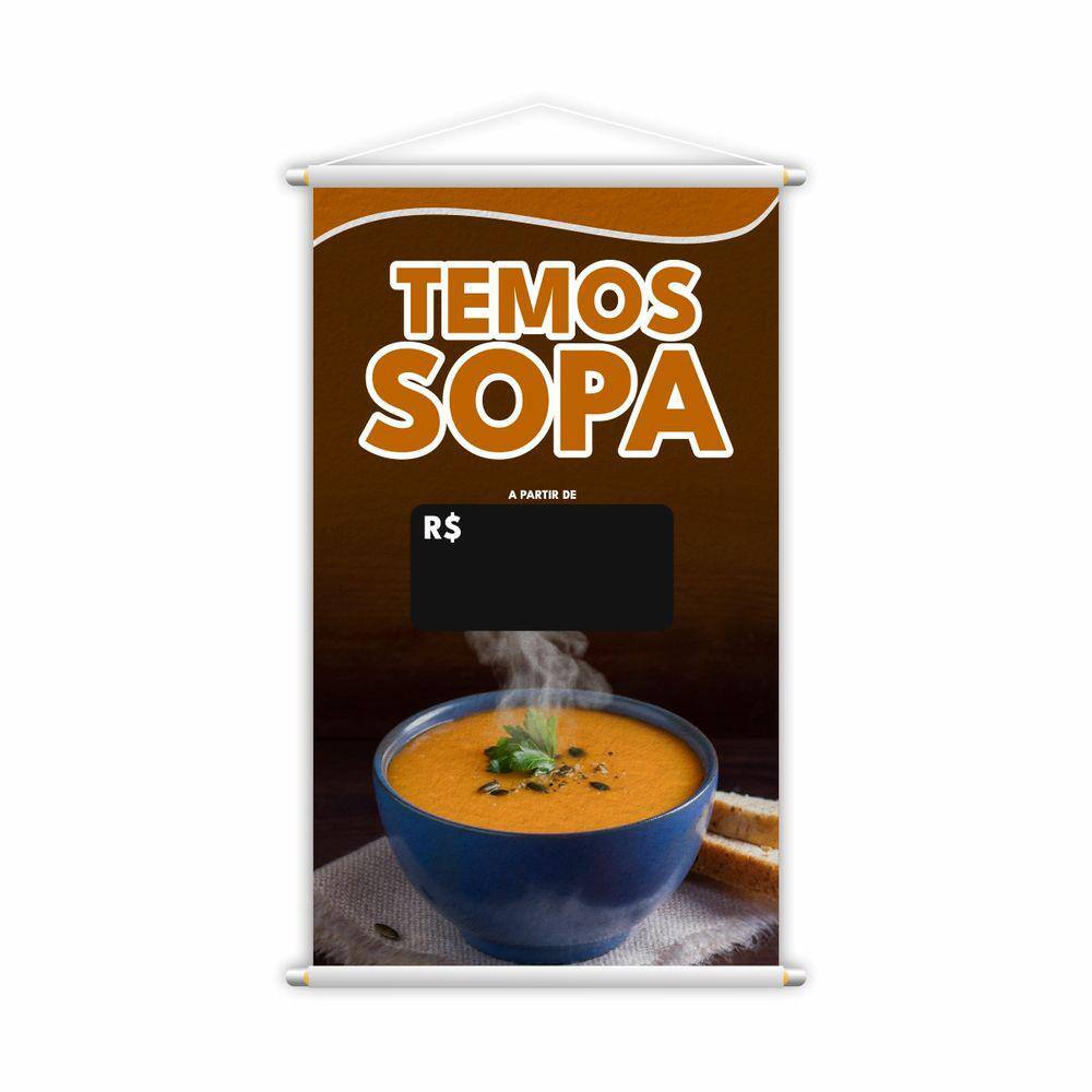 Banner Temos Sopa Restaurante Preço Preto Lona 60x40cm