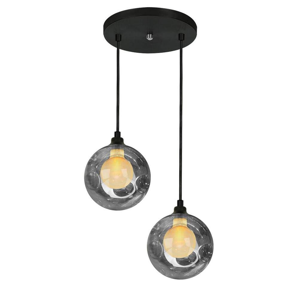 Lustres Pendentes Duplo Preto Harmony Bolinha Fumê