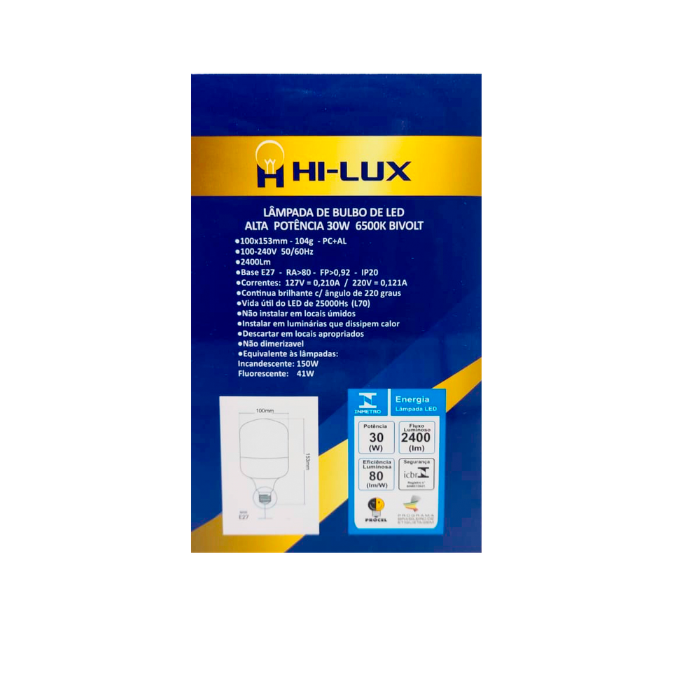 Kit C/13 Lampada Bulbo De Led Alta Potencia 30W 6500K E27 B-