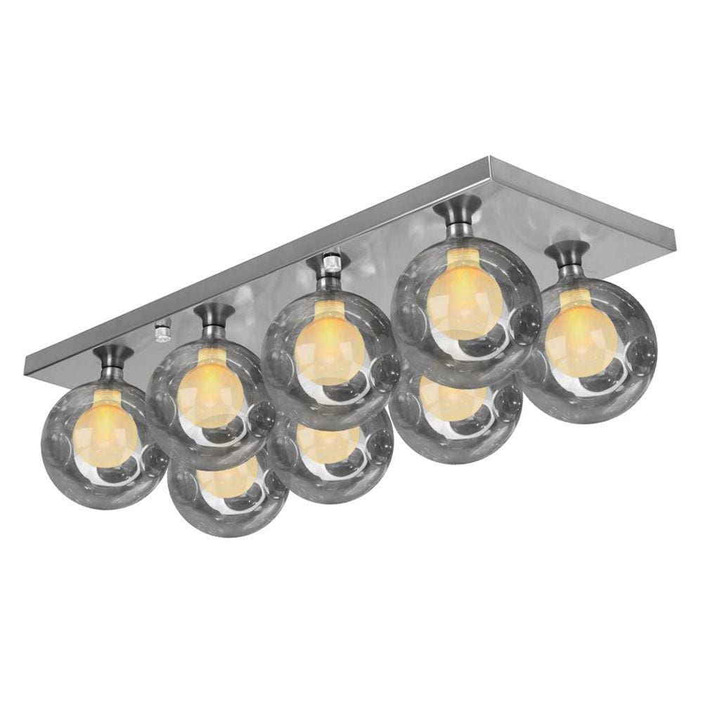 Lustre Octuplo Escovado Harmony Bolinha Fumê 60x25 cm