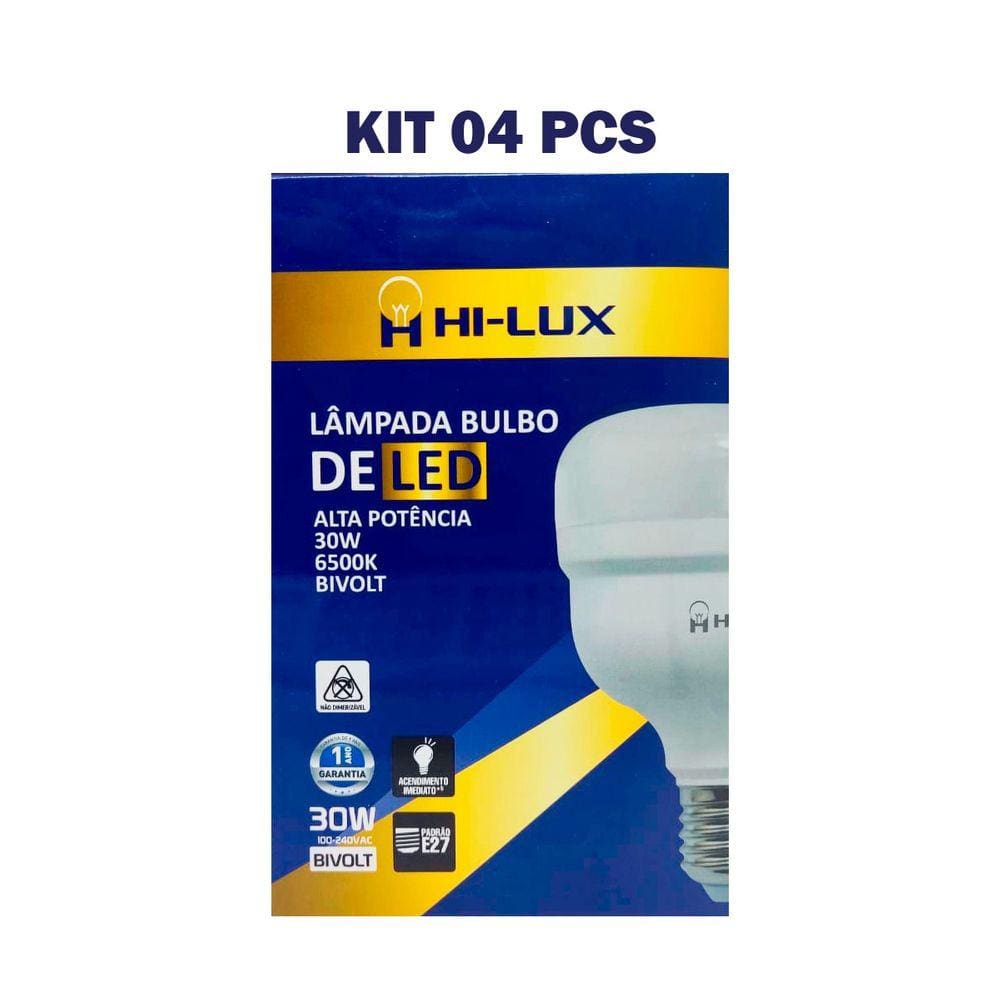 Kit 4 Lampada De Led Alta Pot 30W Bulbo 6500K Branco Frio