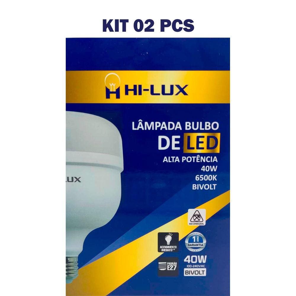 Kit 2 Lampada De Led Alta Pot 40W Bulbo 6500K Branco Frio