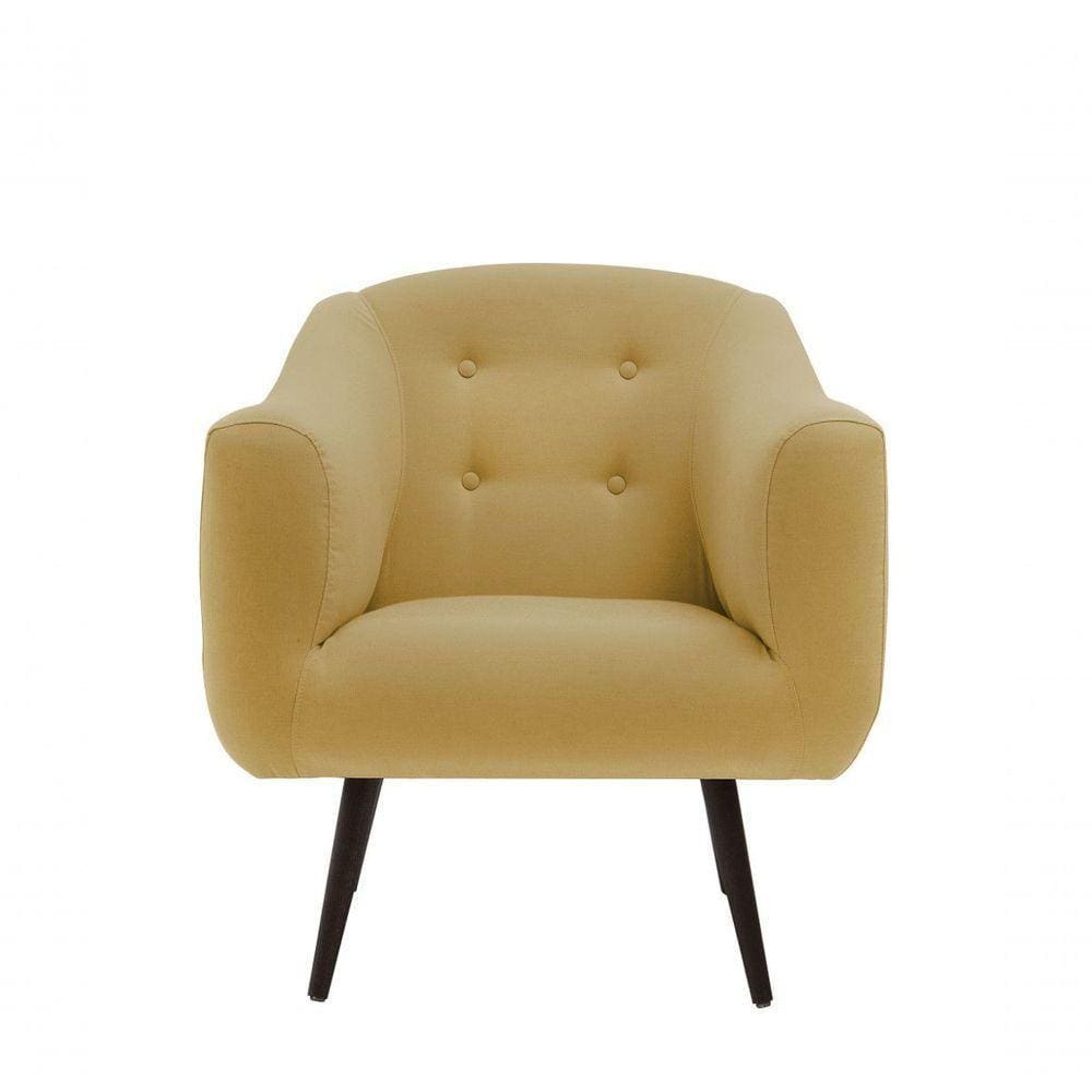 Poltrona Zap Suede E Linho  - Daf Mobiliário Cor Amarelo