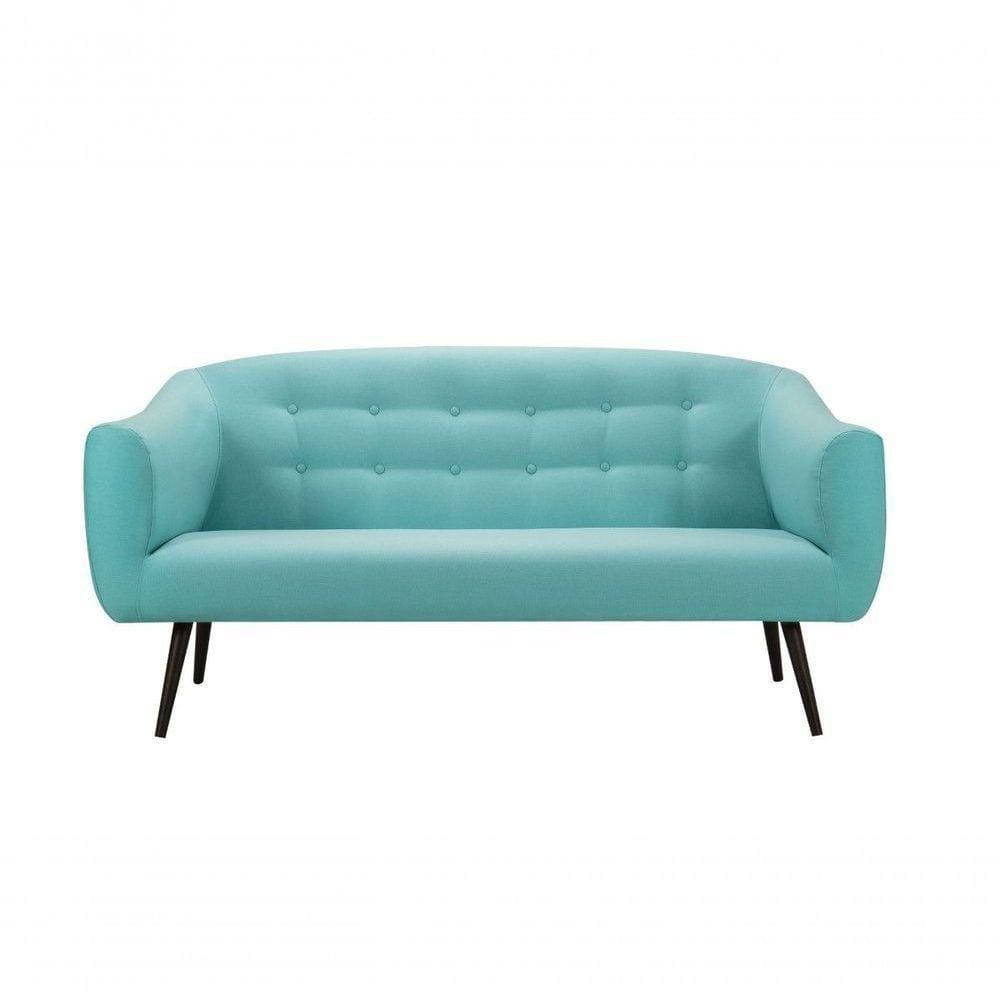 Sofá Zap 3 Lugares Suede E Linho - Daf Mobiliário Cor Azul Turquesa