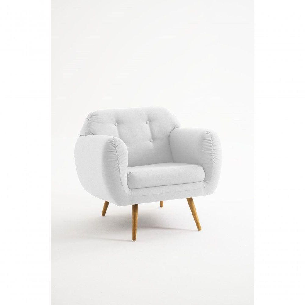 Poltrona Beatle Suede E Linho - Daf Mobiliário Cor Cru