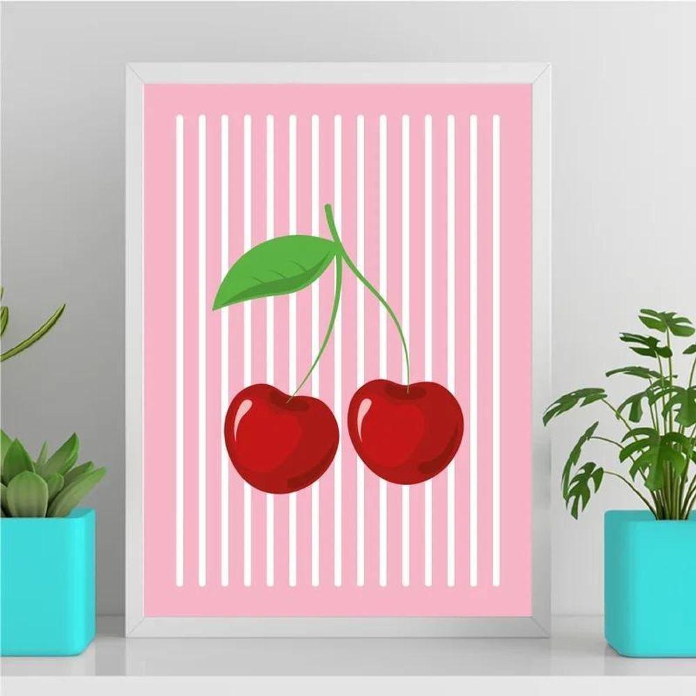 Quadro Decorativo Cerejinhas 24X18Cm