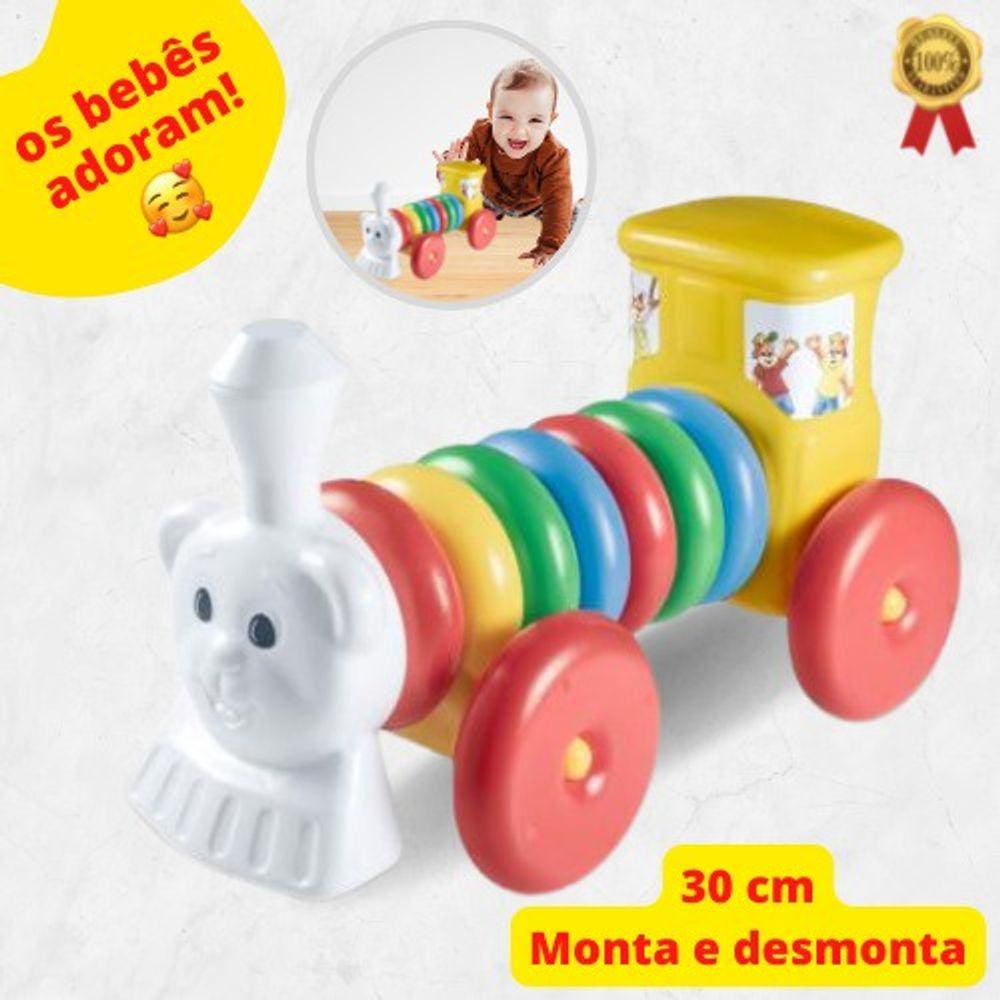 Brinquedos Trem Locomotiva Maria Fumaça Som e Luz à Pilha