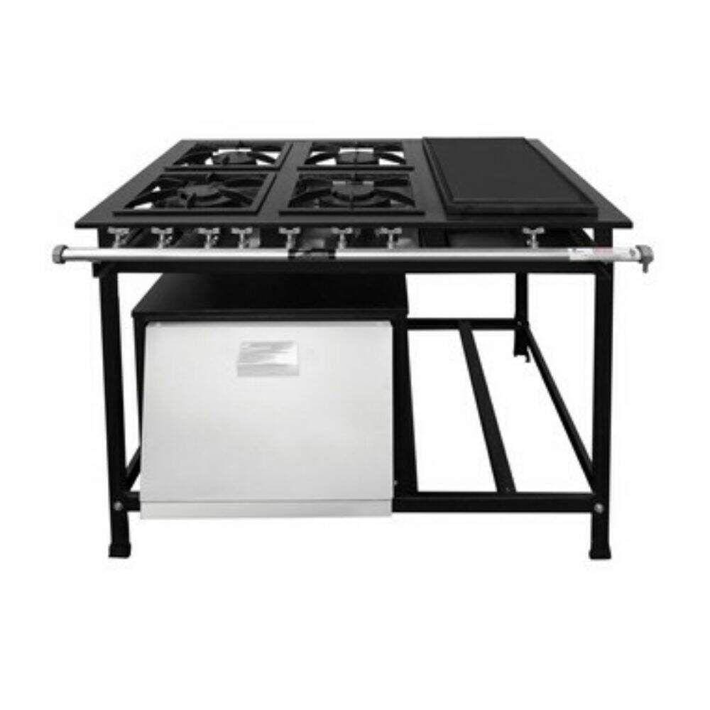 Fogão Industrial 4 Bocas com Forno e Chapa - Fundiferro