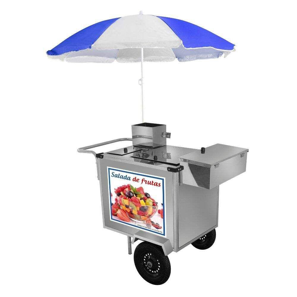 Carrinho de Salada de Frutas Inox com Guarda Sol L27P/GS