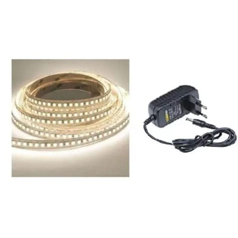 Fita Led 3528 Ip20 4000k Branco Neutro 12v - 5m + Fonte