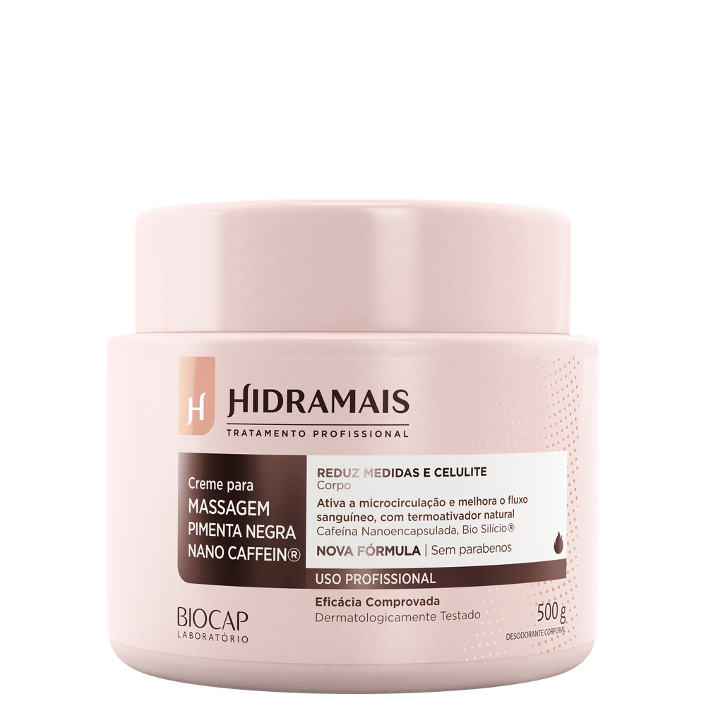 Hidramais Pimenta Negra Nano Caffein Creme de Massagem 500g