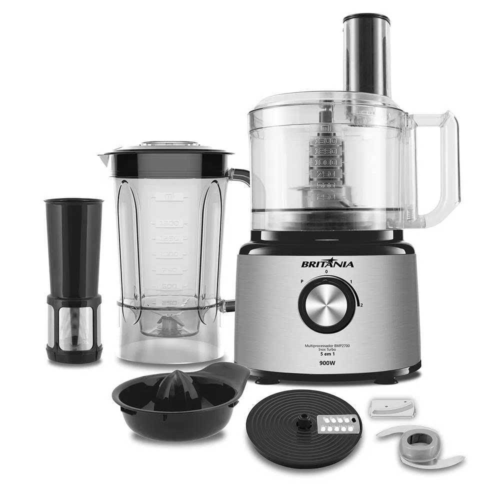 Multiprocessador Britânia 900W Bmp2700P Inox Turbo - 220V
