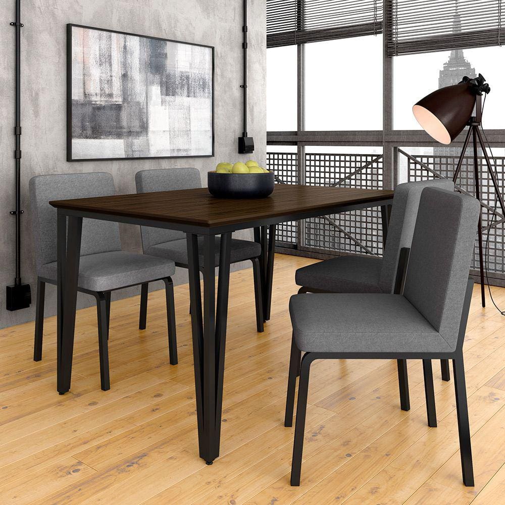 Mesa Com 4 Cadeiras Industrial 1,36 Denver Pt/im/cz - Móveis Arapongas