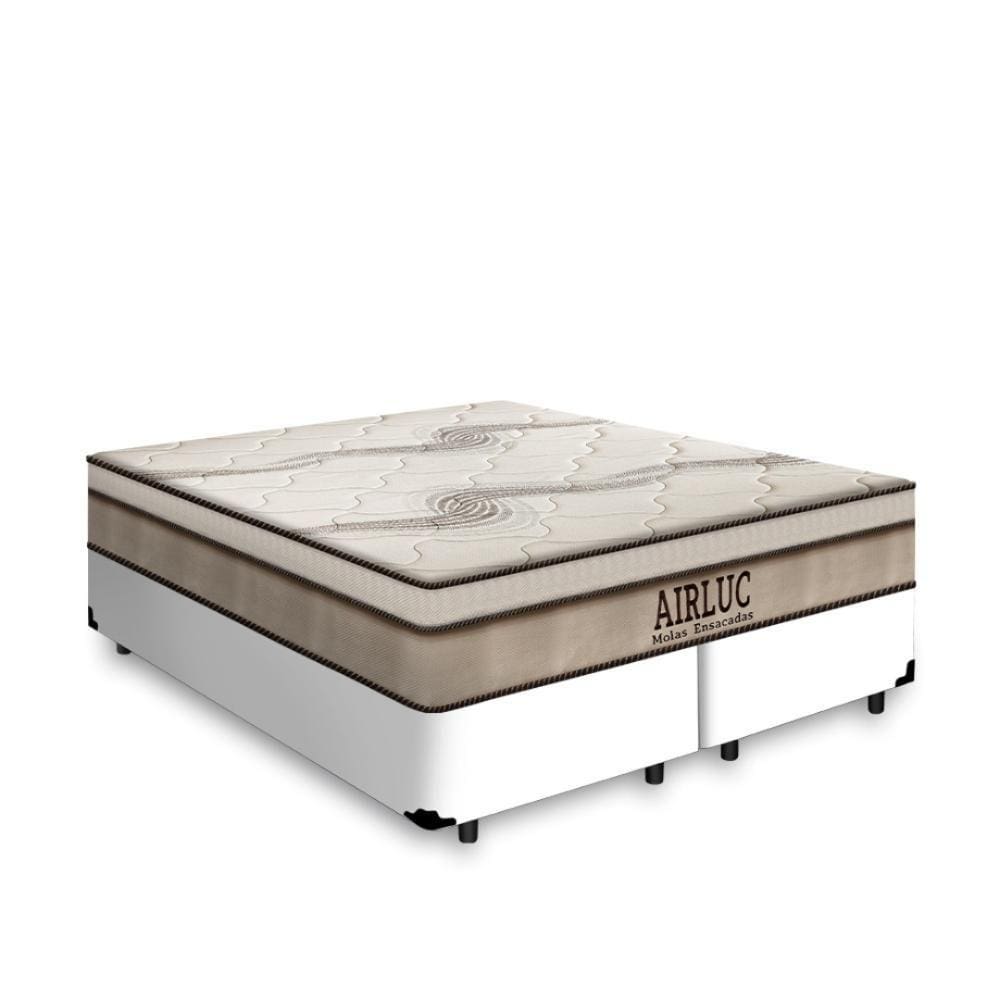 Cama Box King + Colchão de Molas Ensacadas Gazin Airluc 193cm