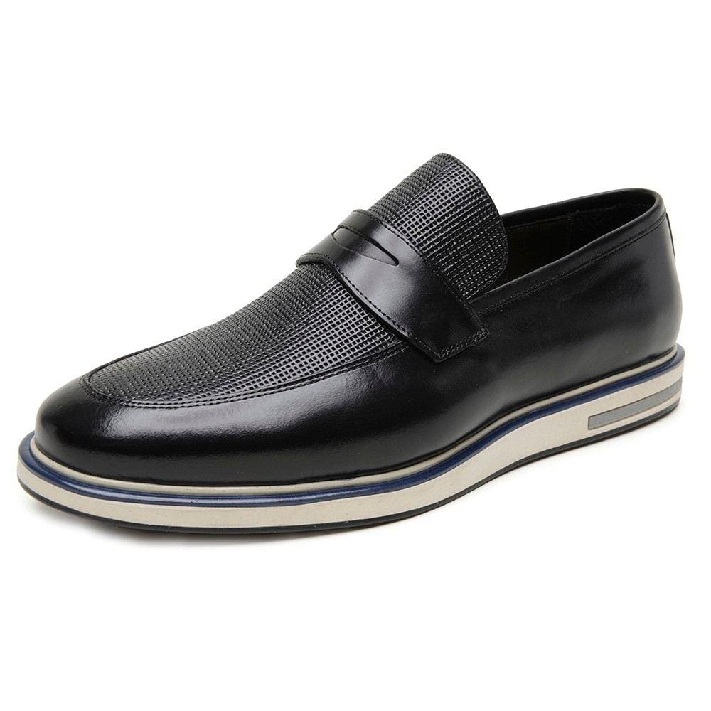 Sapato de Calçar Casual Couro Masculino Calce Facil Elegante Palmilha Espumada Macia Leve