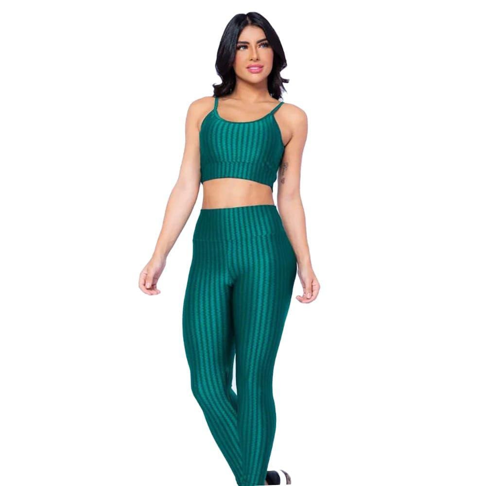 Conjunto Fitness Legging Verde Top3D Poliamida Donna Martins