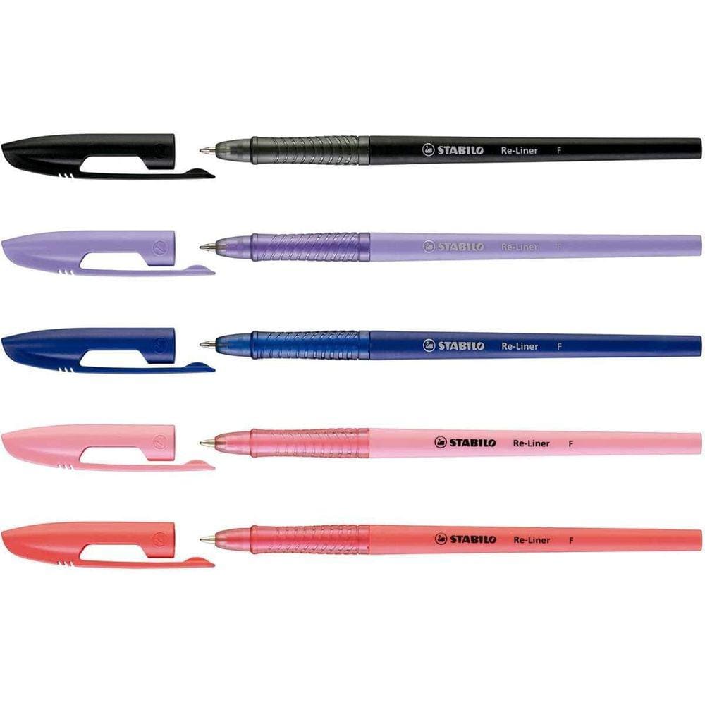 Kit 05 Canetas Stabilo RE-LINER 0.7mm Esferográfica Ponta Fina Agulha