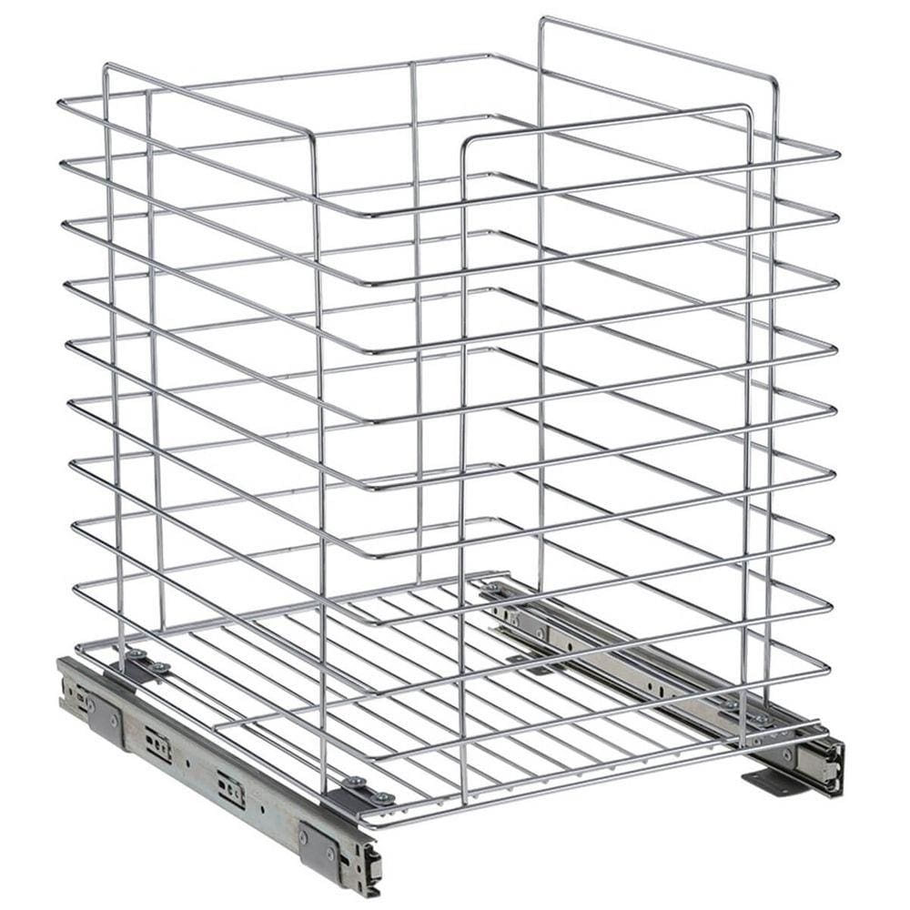 Tulha Aramada Deslizante 45cm x 37,5cm Cesto Roupa Suja com Corrediça para Banheiro Cromado