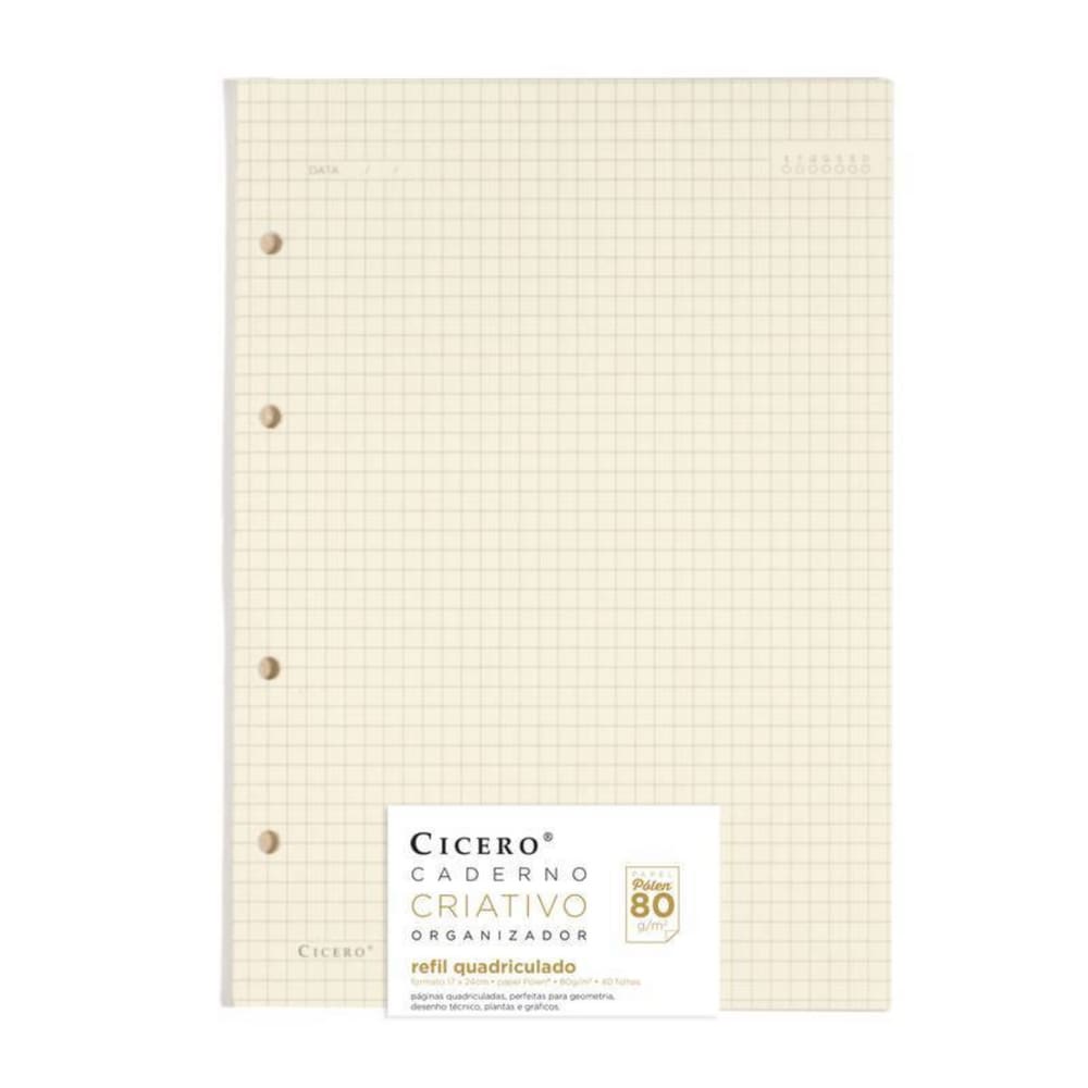 Refil Caderno Criativo 40 Fls 80g Quadriculado 17x24 Cicero