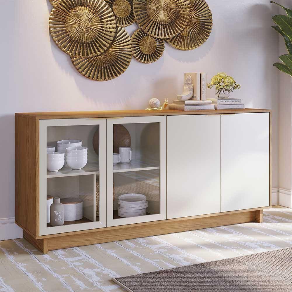 Buffet Aparador Decorativo 160cm Gunga Off White/freijó G73 - Gran Belo