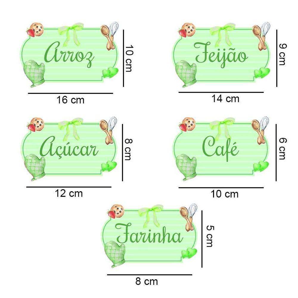 Cartela C/05 Unid De Adesivos Para Potes Mod Verde