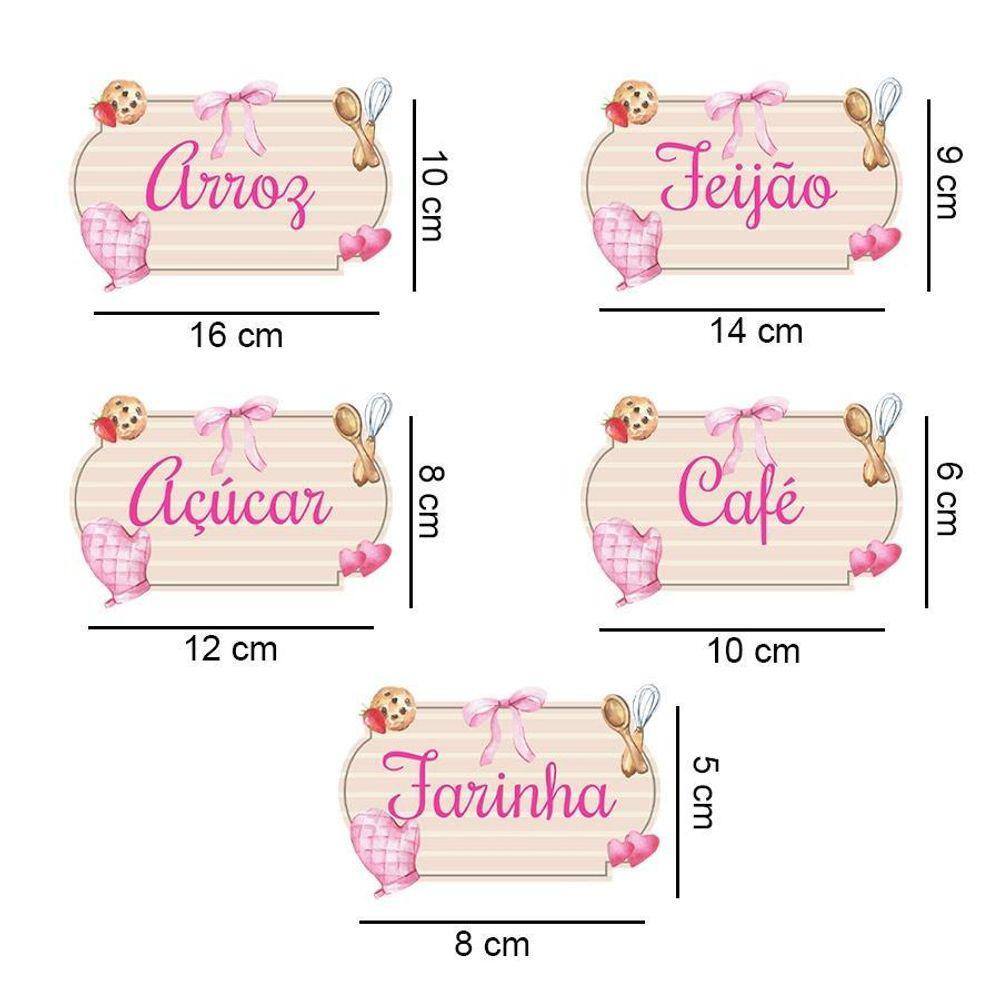 Cartela C/05 Unid De Adesivos Para Potes Mod Rosa