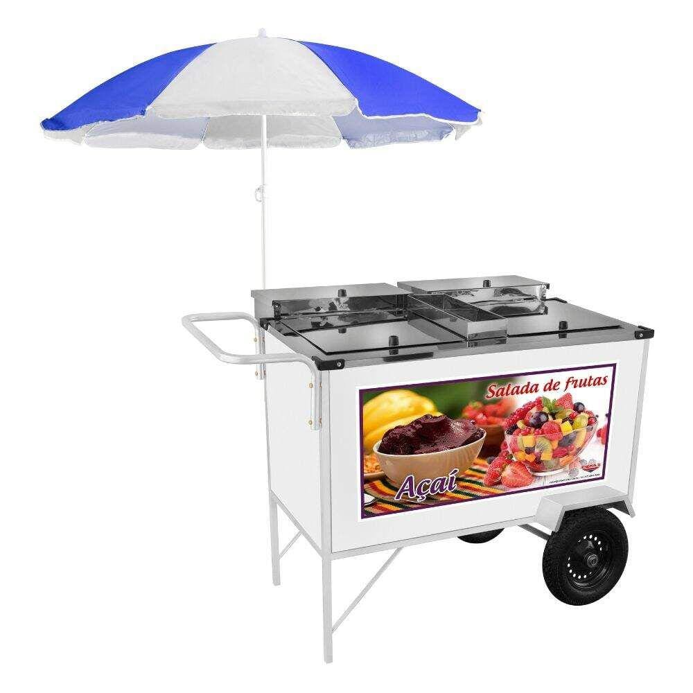 Carrinho de Salada de Frutas Açaí com Guarda Sol BL18P/GS