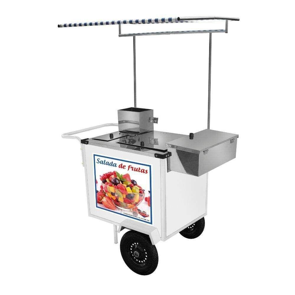 Carrinho de Salada de Frutas com Toldo e Rodas Pneumáticas
