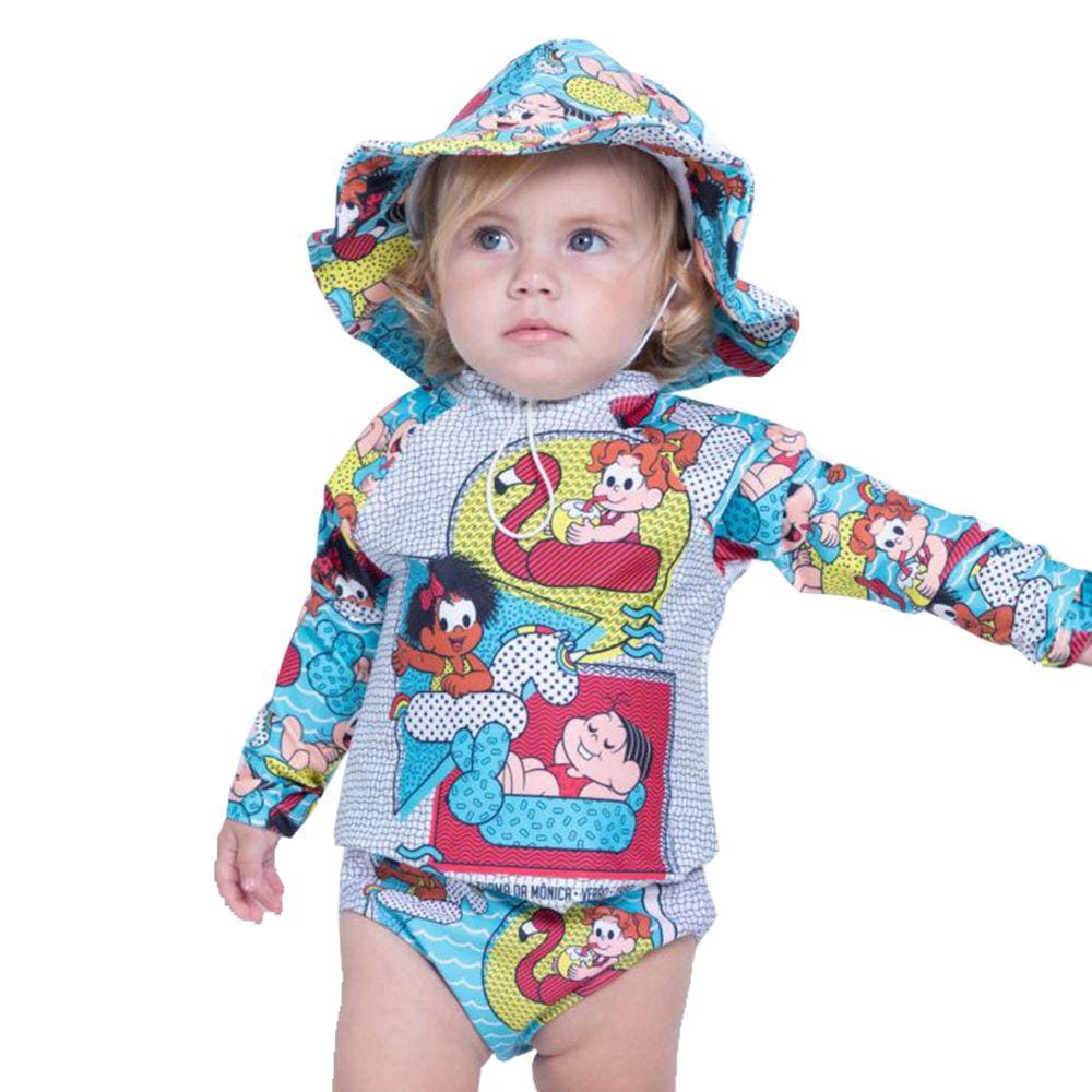 Conjunto Praia Bebê e Infantil Turma da Mônica Amizade Peixote Kids