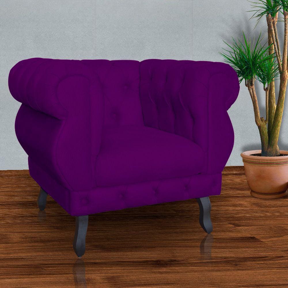 Poltrona Decorativa Sala Recepção Maya Suede Roxo LM DECOR