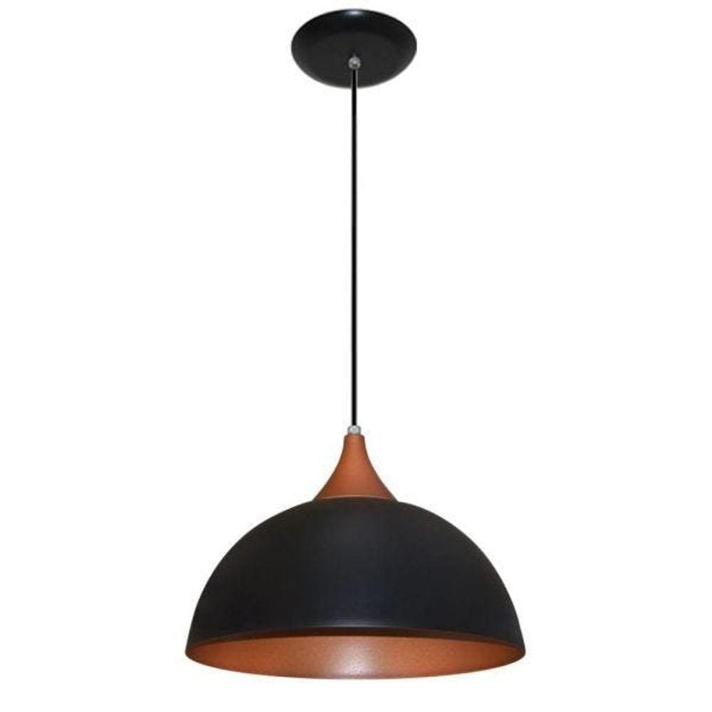 Lustre Pendente Meia Bola Preto E Cobre - Mesa De Jantar