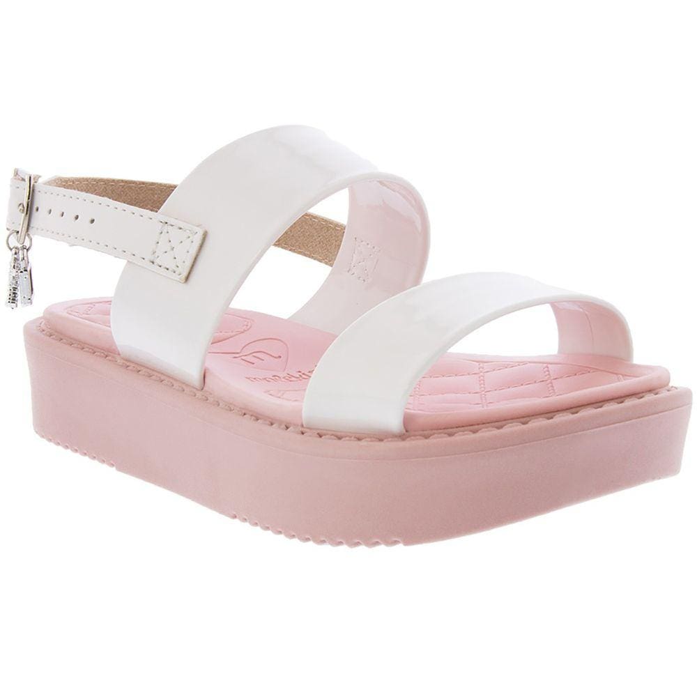 Sandália Infantil Molekinha Flatform Verniz Pingente - Branco